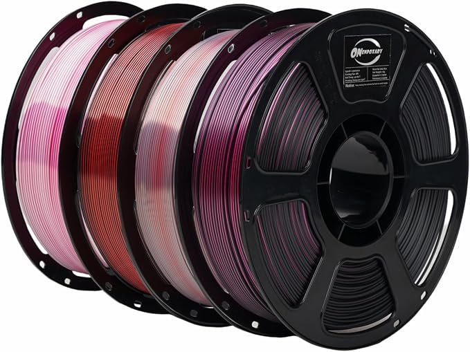 4KG Dual Color Silk Filament, Silk PLA 3D Printer Filament 1.75mm, 1KG Spool(2.2 lbs), 4 Pack, PLA Silk Dual Color,Shiny WhiteRose+RedBlack+RedSilver+ RoseBlack