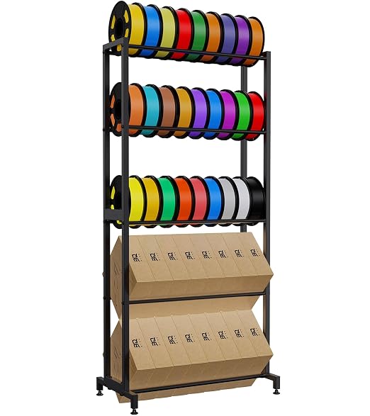 BIQU Filament Storage Rack 5 Tier, Panda Feed Rack 3D Printing Supplies Holder Shelf, Hold 40+ 1kg Spools, Heavy Duty All Metal Filament Organizer for for 3D Printing Farm/Studio