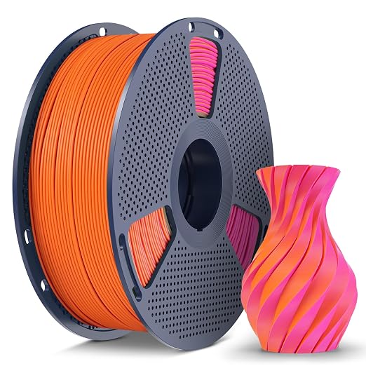 Matte PLA Filament 1.75mm, 1kg(2.2lbs) 3D Printer Filament, Smooth Matte Finish, Less Brittle, Dual Color Appearance from Different Angles, OrangeRed