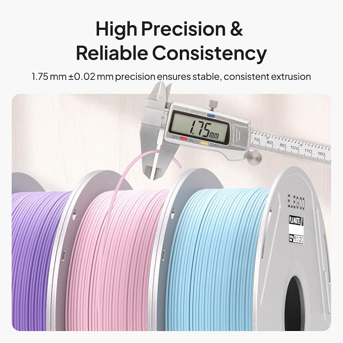 ELEGOO Matte PLA 3D Printer Filament with Reusable Spool，1.75 mm Printing Filament Black 1 kg, Dimensional Accuracy +/- 0.02 mm, Compatible with Most 3D Printers