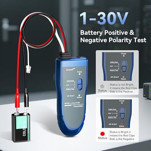 NOYAFA NF-816LP Underground Wire Locator - Pet Fence & Electrical Cable Tracker, Find Breaks in Buried Wires, Network & Irrigation Line Finder, Rechargeable, LED Flashlight