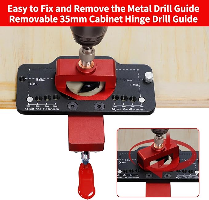Metal Concealed Hinge Jig with Woodworking Tools,35mm Concealed Door Hinge Jig,Cabinet Hinge Jig for Door Cabinets Hinges Mounting for Woodworking Door Cabinet Hinges Mounting Tool