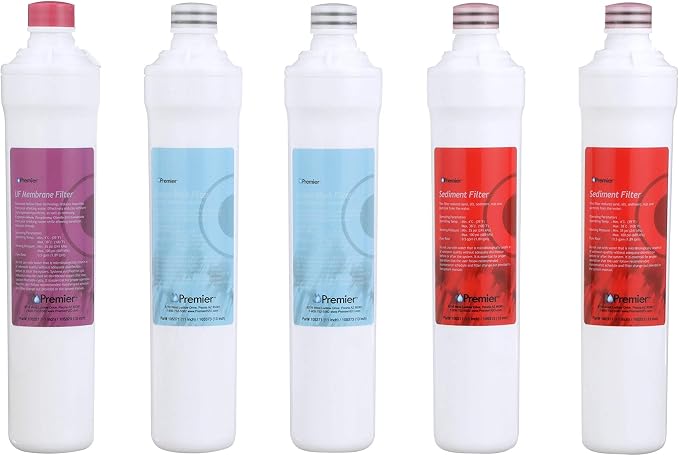 Watts Premier Annual Pure UF-3 5-Pack Filter Kit for 3-Stage Ultra Filtration and RO Pure Reverse Osmosis System, Push Button, 2 Sediment Filters, 2 LVOC Carbon Filters, UF Membrane, WQA Certified