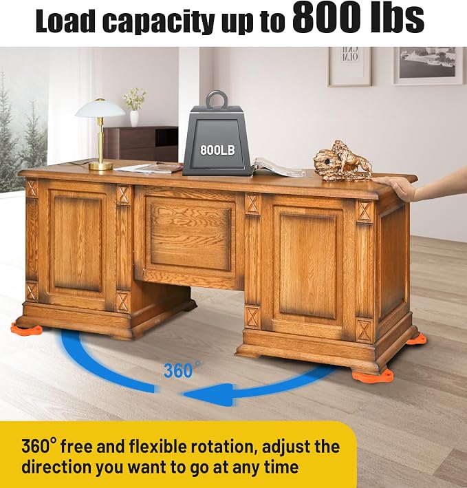 Furniture Lift Mover Dollies Wheel - Furniture Mover Can Withstand Up to 700 Ibs,360°Sliding Function, Furniture Lifter Have Self-Adjusting Bases， Heavy Item Furniture Moving Tool Without Falling