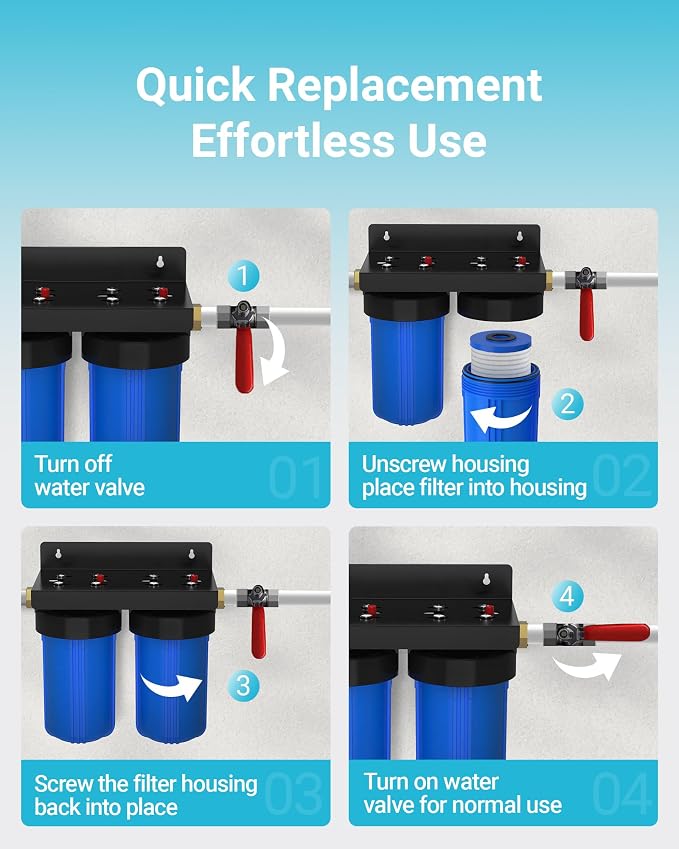 AQUA CREST WF10PG Whole House Water Filter, Compatible with WHF21-PG, GE® FXHTC, GXWH40L, 3M® Aqua-Pure AP810, Culligan® RFC-BBSA, Any 10" x 4.5" System, Reduces Sediment, Chlorine, Taste, Odor