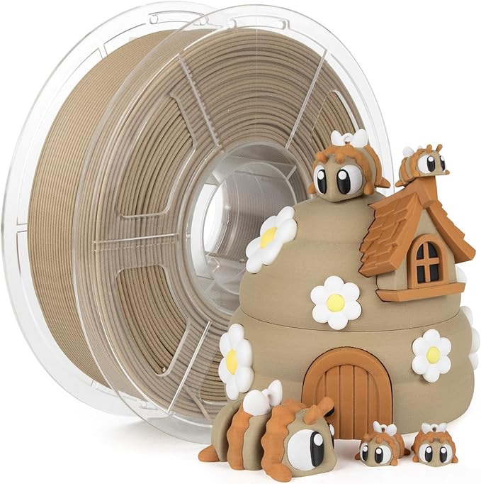 iSANMATE Wood PLA Filament 1.75mm, Real Wood Fiber Added 3D Printer Filament, Light Wood Fits for Most FDM 3D Printers 1kg/Spool