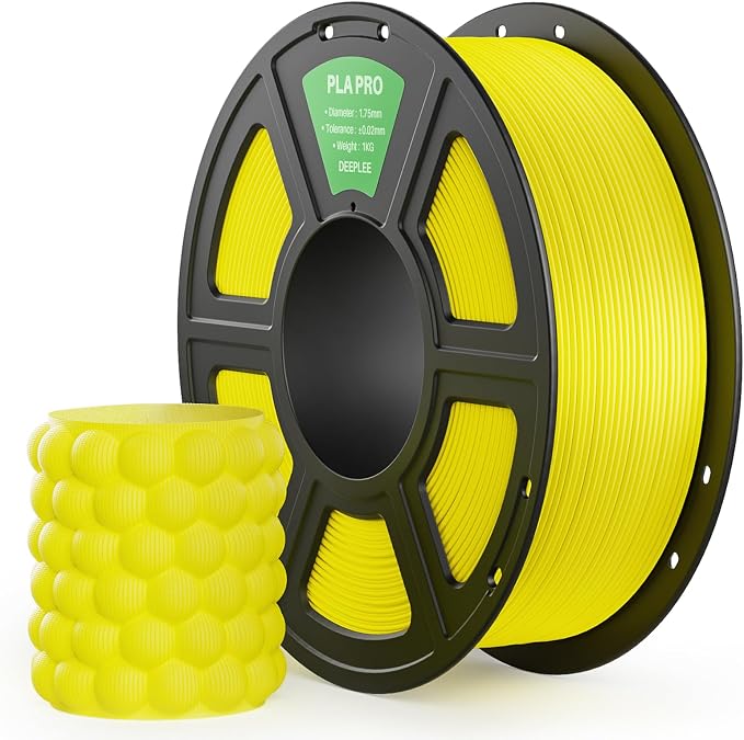 PLA PRO Filament 1.75mm, Stronger Toughness 3D Printer Filament, PLA Filament Dimensional Accuracy +/- 0.02 mm, Neatly Wound, Fits Most FDM 3D Printer, 1KG Yellow
