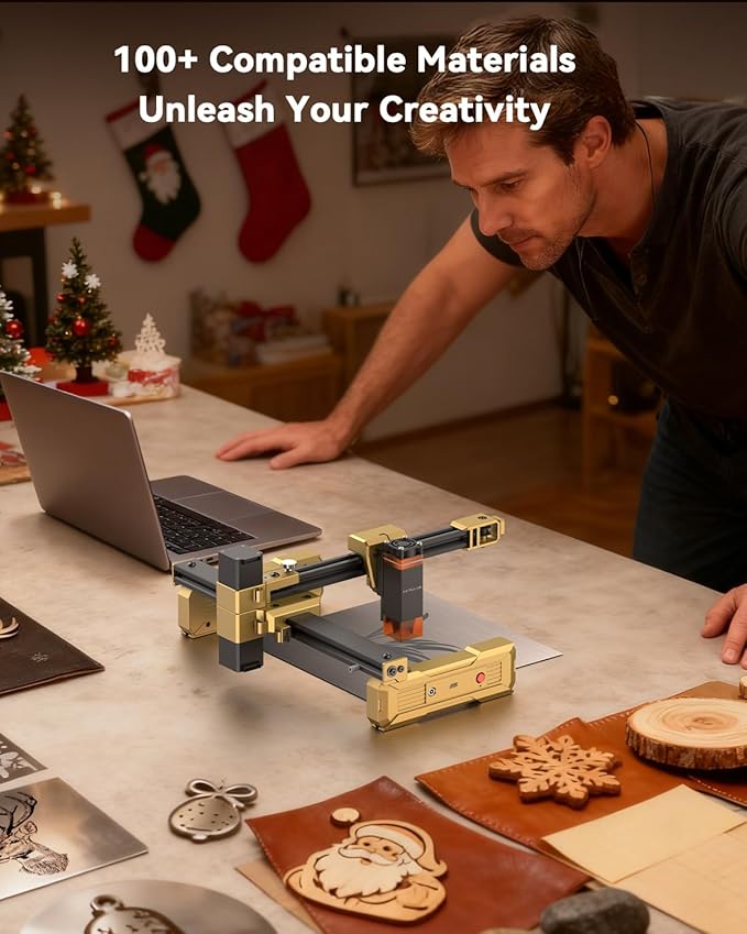 Laser Engraver Portable Laser Cutter Foldable Laser Engraving Machine for Small Business 200x150mm Working Area for Wood Leather Acrylic Coated Metal–DIY & Crafting T1-3000mW