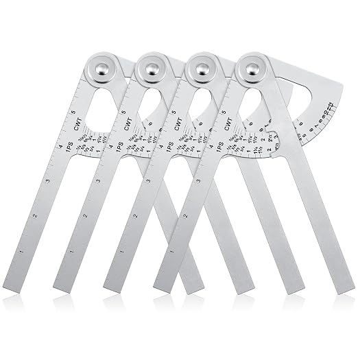 Moxweyeni 4 Pack Pipe Caliper Measuring Tool 7 Inch Stainless Steel Pocket Pipe Size Measuring Tool Diameter Gauge for Iron and Copper Tubing Size