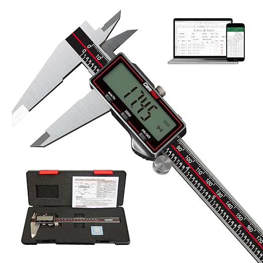 GemRed Wireless Digital Caliper, 8 Inch Stainless Steel Precision Measuring Tool with Data Output, Inch/MM Conversion, Zero Reset, Auto Off, for DlY, Woodworking, Jewelry Making