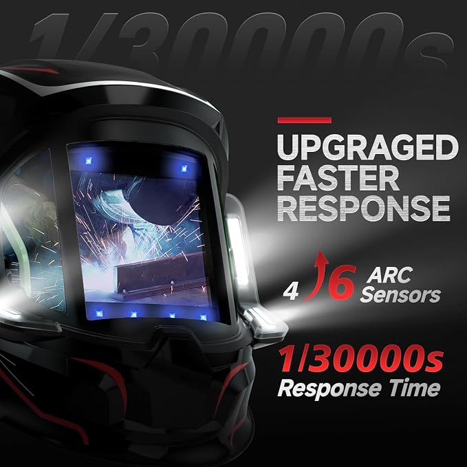 ANDELI Welding Helmet - 180° Panoramic 6 Arc Sensor True Color, Auto Darkening Welding Helmet with Light and Motion Sensing, 2100mAh Rechargeable Battery for TIG/MIG/Cut/Grind MONERRC-LED