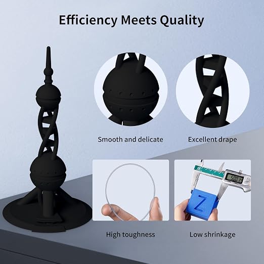 ANYCUBIC High Speed 3D Printer Filament 1.75mm Bundle, Rapid PLA Filament with High Prints Quality, Dimensional Accuracy +/- 0.02mm, 1KG Reusable Spool, 10 Pack Pearl Black