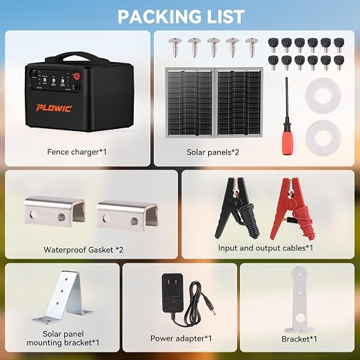 Solar Electric Fence Charger for Livestock: 30 Miles Solar Fence Charger, 12KV 1.5J Output Electric Fence Energizer with 12000mAh Battery, 15W Solar Panel, IP65 Waterproof for Poultry Garden