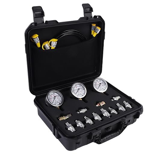 Hydraulic Pressure Test Kit with 3 Gauges(25/40/60Mpa), 12 Test Couplings, 3 Test Hoses(64in) Diagnosis Tester Gauge Kit Set for Excavator Construction Machinery