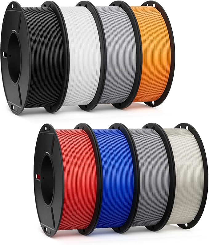 Rapid PETG Filament 1.75mm 8 Pack 250g Bundle, High Speed PETG 3D Printer Filament Up to 600 mm/s, Dimensional Accuracy +/- 0.02 mm, Black/White/Gray/Orange/Red/Blue/Clear/Dark Gray