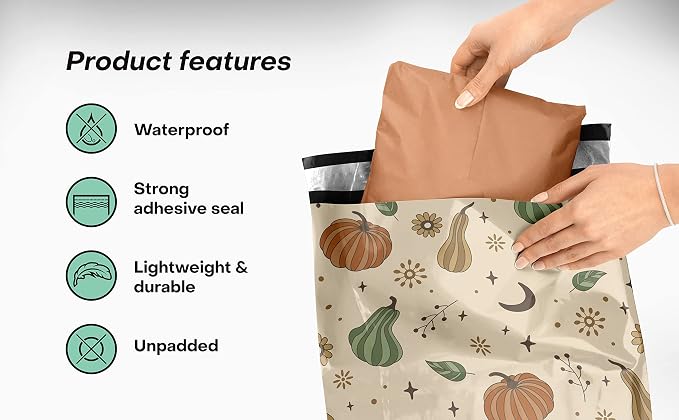 Package Mint Poly Mailers 10 x 13 100 Pack | Waterproof & Tear Resistant Mailing Envelopes for Small Business Supplies | Shipping Bags for Clothes | Cute Shipping Bags for Small Business - Oh My Gourd