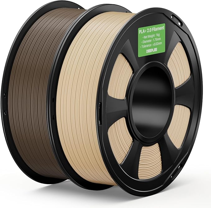 PLA+ 2.0 Filament 1.75mm, 3D Printer Filament, Upgrade PLA Plus 3D Printer Filament, High Speed PLA+ Filament for Most FDM 3D Printer, Beige & Brown 2kg