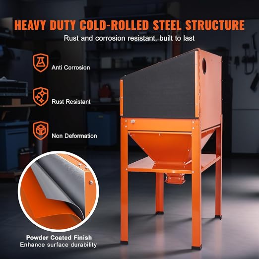 60 Gallon Sandblasting Cabinet, 40-120PSI Sand Blasting Cabinet with Stand, Heavy Duty Steel Sand Blaster with Blasting Gun & 4 Ceramic Nozzles for Paint, Stain, Rust Removal