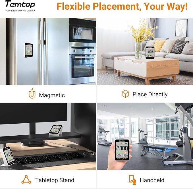 Temtop C1 Dual Pack CO2 Monitor Indoor Air Quality Monitor Portable CO2 Meter, CO2, Temperature, Humidity for Home, Office, School