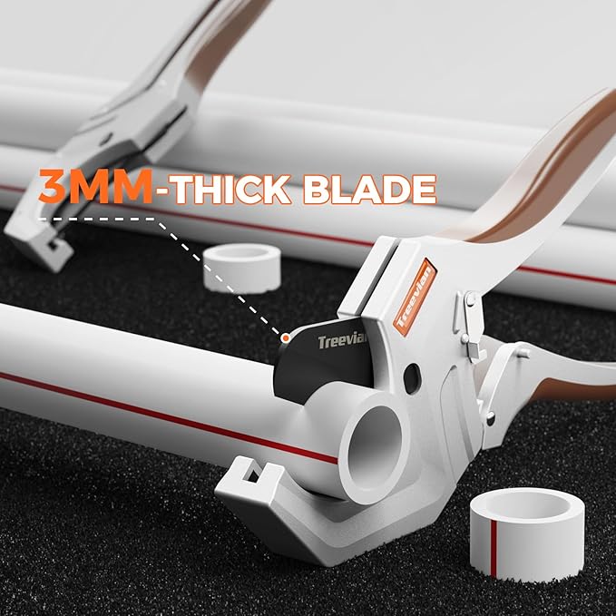 PVC Pipe Cutter with Replaceable SK5 Blade, Cuts Up to 2-1/2"(63mm) Heavy-Duty Pipe Cutter Tool, Thicken Aluminum Aolly Body Ratchet Pipe Cutter for Plumbing Pipes PEP PR Plastic Hoses