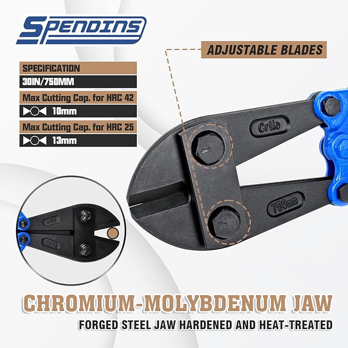 Bolt Cutter with Drop Forged Cr-Mo Alloy Steel Blades,with Ergonomic Handle,Heavy Duty Metal Cutter for Rebars, Chains, Locks, Wires, Bolts, Fence. (30in)