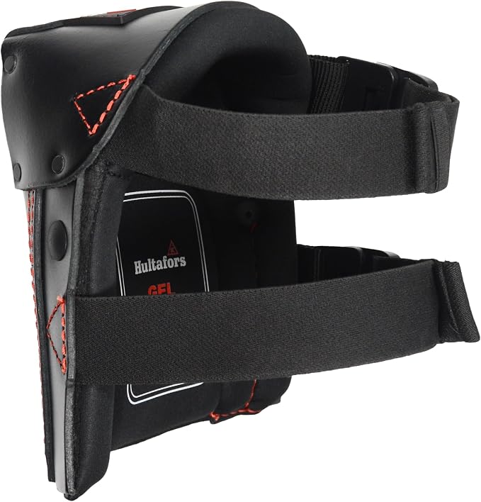 Hultafors Work Gear HT5213 Heavy-Duty Riveted Gel Leather Kneepads for Work with Thick Layered Gel Cushion, High Density Closed-Cell Foam and Neoprene Padding, Slip-in-Clip Buckle Fastener