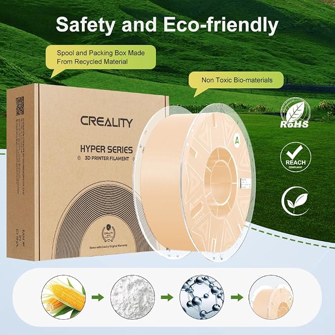 Creality Hyper PLA Filament 1.75mm, RFID 3D Printer Filament for High Speed 30-600mm/s, PLA Filament Support CFS, Fits for K2 Plus Combo and Most 3D Printers 1kg(2.2lbs)/Spool