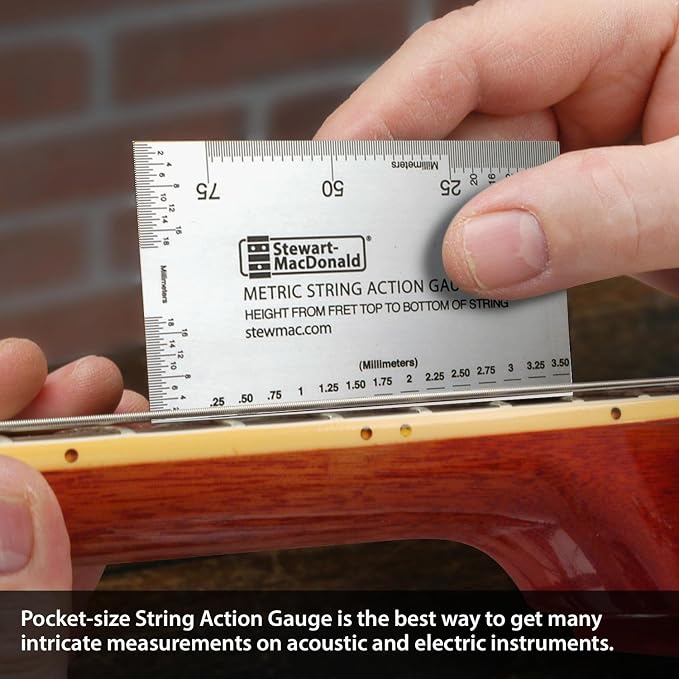StewMac Basic Guitar Setup Kit - Metric | Includes String Action Gauge, Precision Straightedge, and 9 Understring Radius Gauges | Professional, Accurate, and Easy to Read Luthier Tools
