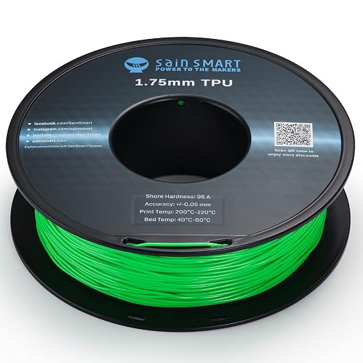SainSmart Neon Color TPU, 1.75mm Flexible TPU 3D Printer Filament 800g, Dimensional Accuracy +/- 0.05 mm, Neon Green