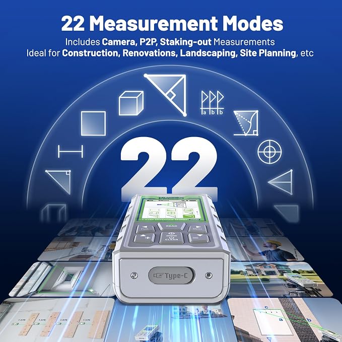 Huepar Pro Laser Measuring Tool, 330Ft Outdoor Laser Measure with Camera & Bluetooth Connected, Laser Distance Meter with P2P Technology, Free APP, IP68, Micro USB Cable,Hand Strap&Pouch -SW-100GQ