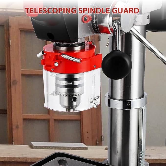 13 in Floor Drill Press, 7.5 Amp 120V, 288-3084 RPM Variable Speed Cast Iron Bench Drill Press, 0-45° Tilting Worktable, Tabletop Drilling Machine for Wood Metal