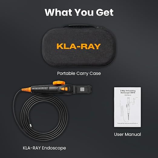 UW19-MP60 Two-Way Articulating Borescope with Light, 6mm Inspection Camera for iPhone & Android, Type-C & Lightning Compatible Flexible Snake Camera for Automotive Engine Inspection, 3.3FT