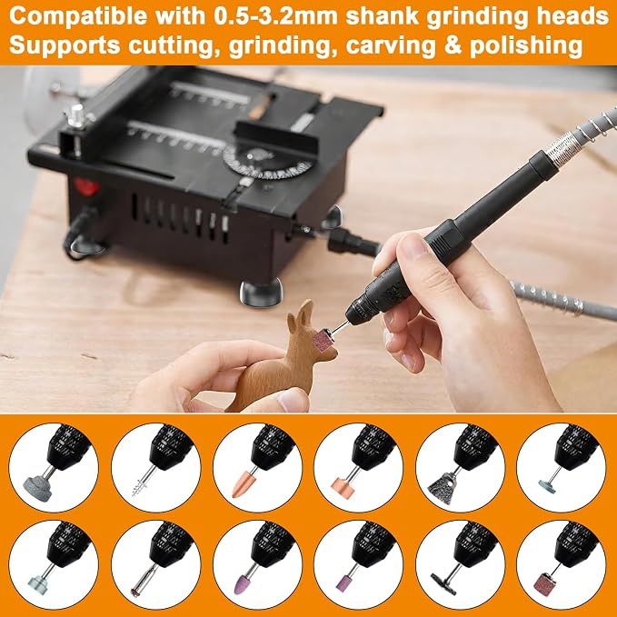M-T Mini Table Saw for Crafts, 7-Speed Portable Desktop Hobby Saw with 4 Blades, Precision Electric Craft Saw for DIY Model Wood PCB Acrylic Cutting, Grinding & Drilling (Max 0.59")
