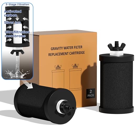 PF-1 Black Thickened Purification Elements, Replacement for Berlkey Black Filters and ProOne Gravity Water Filter Systems, NSF/ANSI 42 & 372 Certified, RV Camping Emergency Use, 2 Pack