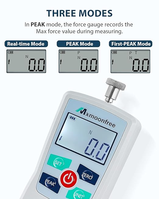300N Digital Force Gauge Push Pull Tester Portable with Case | Auto Backlit LCD Large Screen Auto Power Off Units N/LB/Kg/Oz High Precision Sensor For School Lab Mechanical Physics