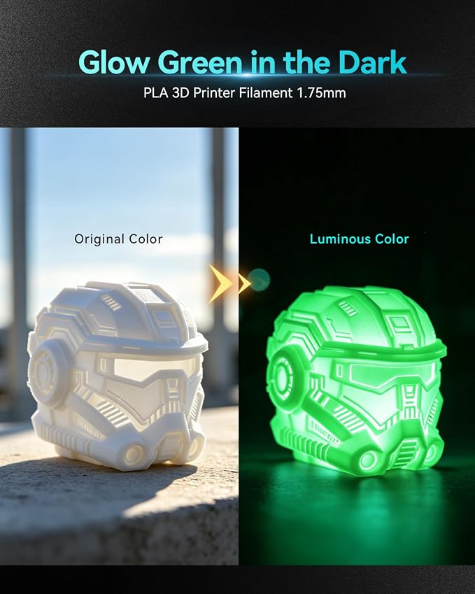 SUNLU 4KG Glow in the Dark PLA Filament Bundle 1.75mm, Luminous PLA 3D Printer Filament, Long-Lasting Brightness & High Toughness, 1kg Spool (2.2lbs), Fits Most FDM Printers, 4 Pack
