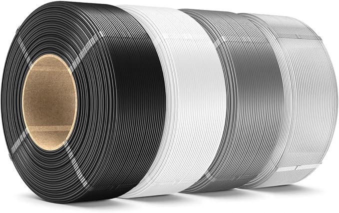 SUNLU 4KG PLA Plus Filament Refill 1.75mm, 1000g PLA+ Filament Bundle 4 Packs, 3D Printer Filament Refill for Reusable Spools, Fit for Most Brand Spool. 1KG/Roll, Black+White+Grey+Transparent