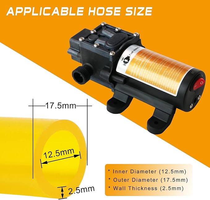 12V 75W Fuel Transfer Pump Kit, 110GPH Gas Transfer Pump with High Elastic Fuel Pipe & 2 Power Cables, Great for Vehicles, Boats, Equipment, Gasoline, Diesel (110GPH, SET)