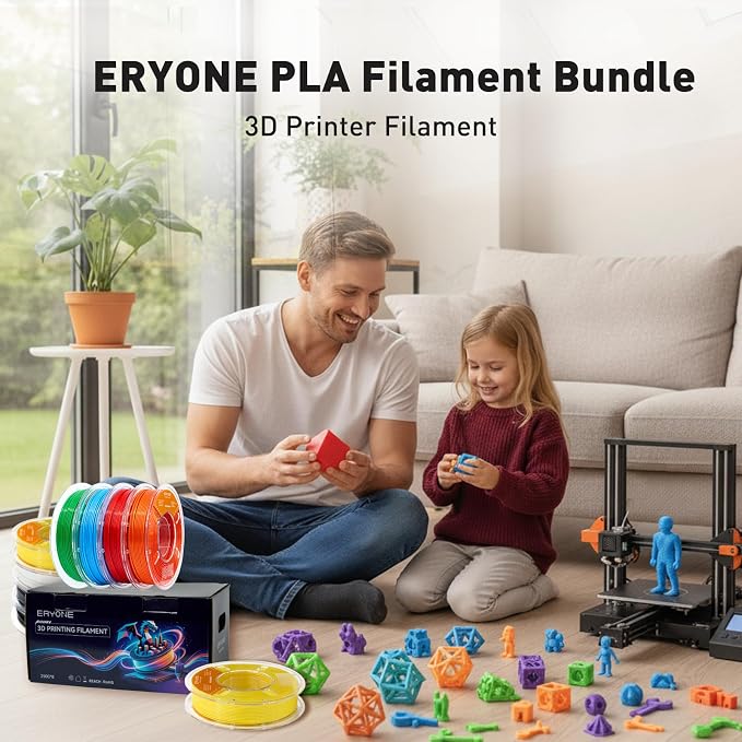 ERYONE PLA Filament 3D Printer Filament Bundle Multicolor 1.75mm +/- 0.03mm, PLA Filament 250g Spool, 8 Rolls, PLA Plus Dopamine Color Series