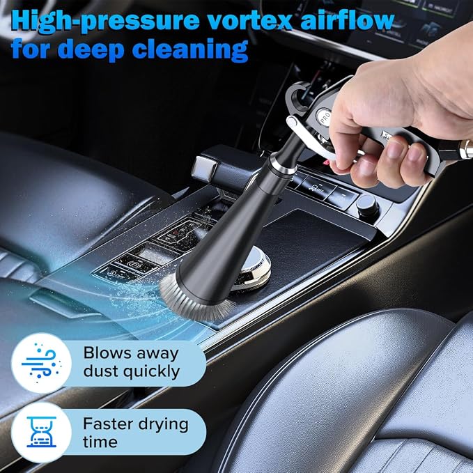 Dry Cleaning Gun,High-Pressure Air Blow Gun,Car Cleaning Gun,Air Nozzle Blow Gun, Car Air Blow Gun with 2 Nozzles
