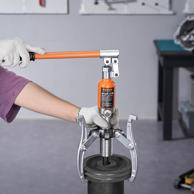 VEVOR Hydraulic Gear Puller, 15 Ton Max Capacity Wheel Bearing Pulling Separator, 2 or 3 Jaws Puller, Vertically and Horizontally, 12" Jaw Hydraulic Puller with Case for Pulling Hubs