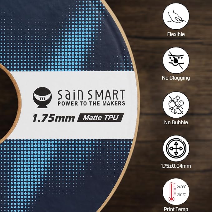 SainSmart Matte TPU Filament, Dark Earth Flexible TPU 3D Printing Filament, 1.75 mm, 1kg (2.2LB), Dimensional Accuracy +/- 0.05 mm