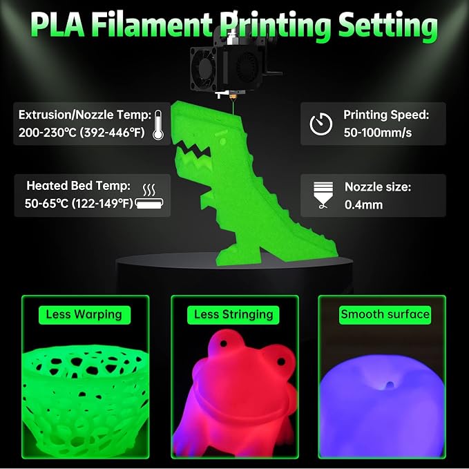 SUNLU Glow in The Dark PLA Filament, Neatly Wound Luminous PLA 3D Printer Filament 1.75mm Dimensional Accuracy +/- 0.02mm, Fit Most FDM 3D Printers, 1kg Spool (2.2lbs), (White PLA, Glow Green)