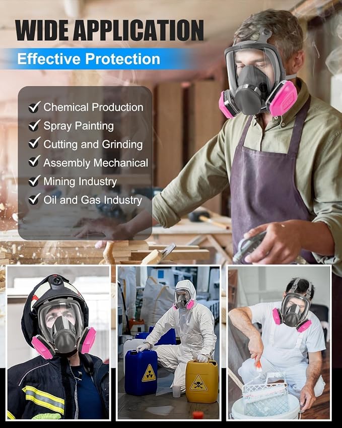 Full Facepiece with Filters, for Painting, Car Spraying, Chemicals, Dust, Gas, Welding, Woodworking, Sanding