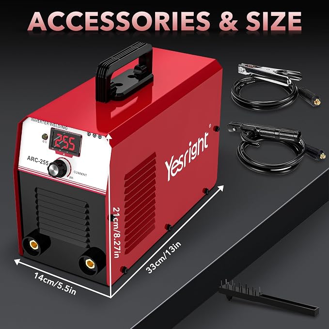 255A MMA Welder, 110V/220V Dual Voltage Portable ARC Welding Machine with IGBT Digital Display & Hot Start for Stick Electrode Welding - Outdoor Repairs, Farm & Home DIY