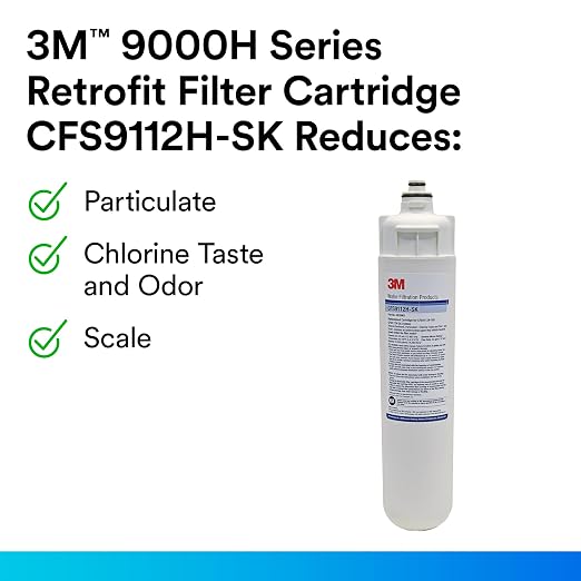 3M 9000H Series Retrofit Filter Cartridge CFS9112H-SK, 5629901, Standard Length, 1 um NOM, 2.0 gpm, 21000 gal
