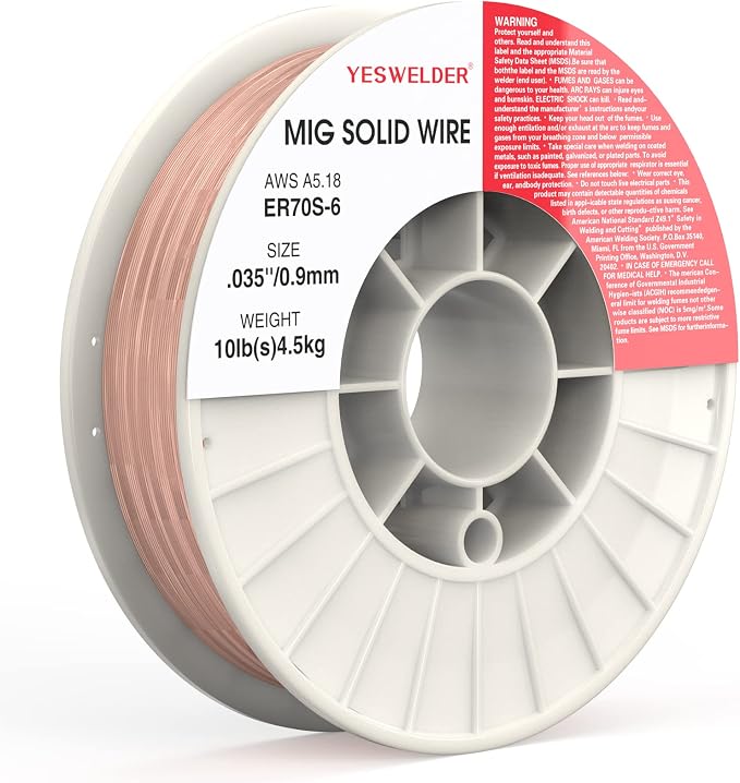 YESWELDER MIG Welding Wire, ER70S-6 Solid Carbon Steel, .035 Inch 10LB (0.9mm 4.5kg), High Feedability Strong ABS Plastic Spool MIG Wire