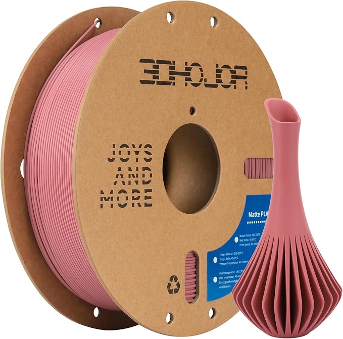 3DHoJor Matte PLA Filament 1.75mm, Upgrade 1kg Cardboard Spool PLA Filament 1.75 PLA 3D Printing Filament, Print with Most 3D Printers Using 3D Filament-Morandi Purple