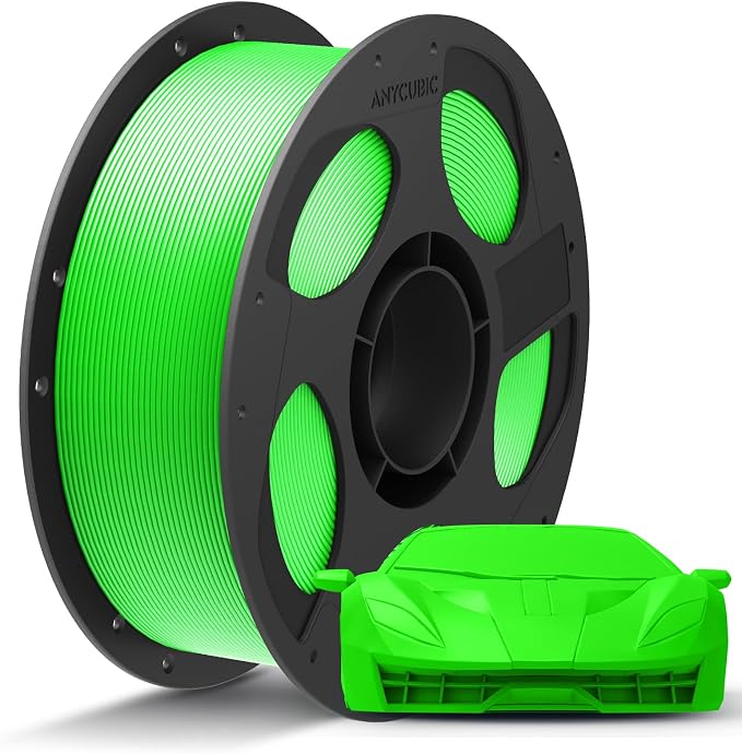 ANYCUBIC PLA Plus (PLA+), 3D Printer Filament 1.75mm, High Toughness 3D Printing Filament, Dimensional Accuracy +/- 0.02mm, Print with Most FDM 3D Printers, 1KG Reusable Spool, Green Flash