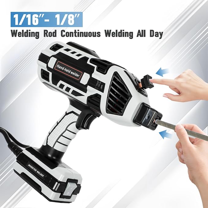 Portable Welding Machine, 110V IGBT Inverter Handheld Welder, 6 Variable Current Adjustment for 1/16"-1/8" Welding Rod, Portable ARC Welder for Fence Repair and Metal Welding